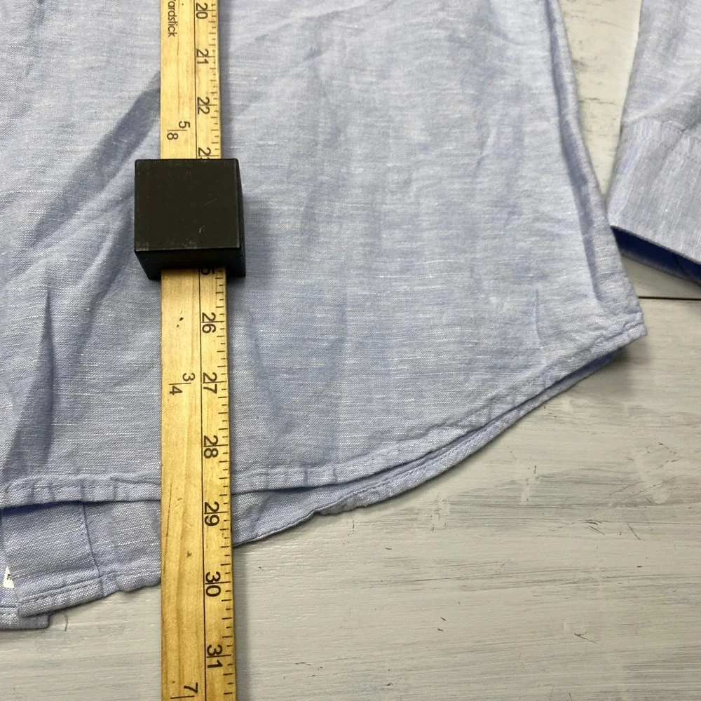 Banana Republic Shirt Mens M Blue Linen Cotton Slim Fit Long Sleeve Casual Work